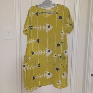 Fish Print Cotton Dress